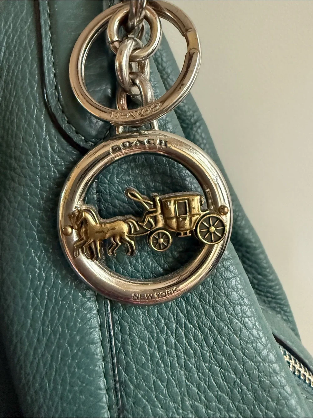 Coach Pebbled Leather Hobo Bag in Dark Green